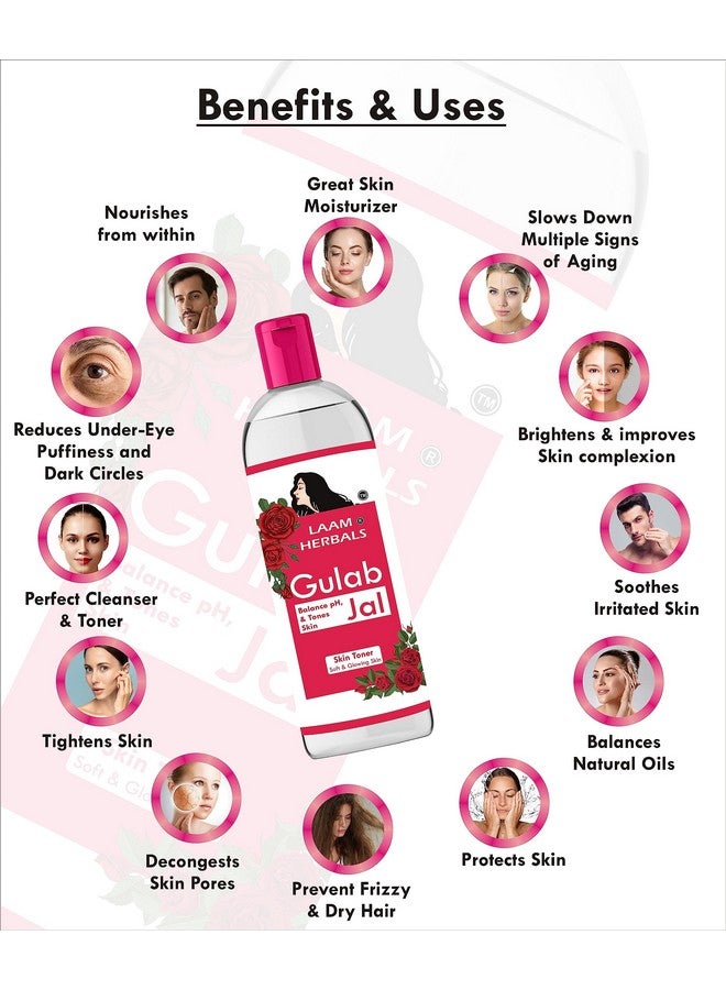Laam Herbals Rose Water & Refined Glycerine | Steam Distilled | Pure & Natural | Skin Softner, Balance Ph, Skin Toner (2X500 Ml+2X600 G) - Image 5
