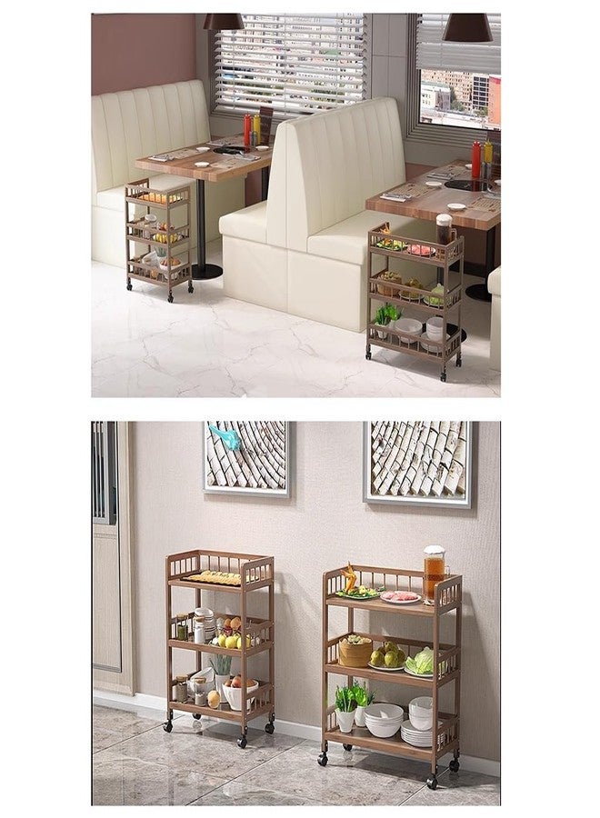 MUGATH 3 Tier Rolling Wine Bar Trolley for Dining Room | Serving Cart with 4 Wheels for Home Living Room | Wooden Utility Kart for Kitchen Storage | Seasoning Rack - Image 5