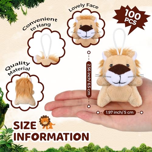 Shappy 100 Pcs Mini Animal Lion Plush Toys Small Stuffed Animals Bulk Mini Keychains Soft Cute Tiny Plushies for Birthday Gifts Party Favors Prizes Carnival Prizes - Image 5
