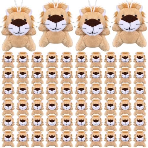 Shappy 100 Pcs Mini Animal Lion Plush Toys Small Stuffed Animals Bulk Mini Keychains Soft Cute Tiny Plushies for Birthday Gifts Party Favors Prizes Carnival Prizes - Image 1