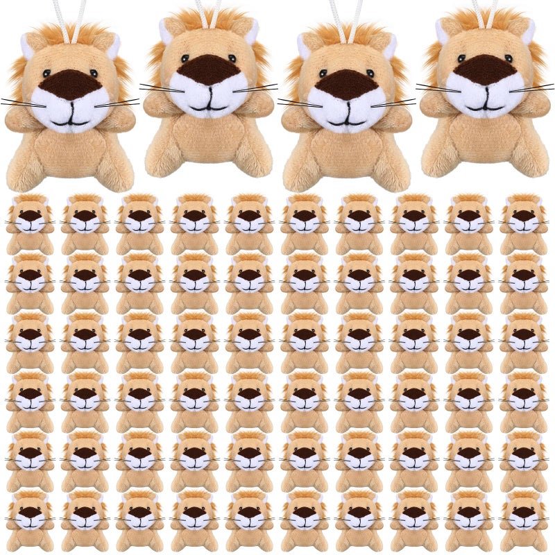 Shappy 100 Pcs Mini Animal Lion Plush Toys Small Stuffed Animals Bulk Mini Keychains Soft Cute Tiny Plushies for Birthday Gifts Party Favors Prizes Carnival Prizes - Image 3