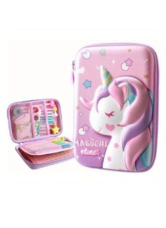 EVEREEN School Pencil Case Large Capacity Organizer Stationery Box Zipper Storage Box Birthday Gifts School Supplies 3D Unicorn Style  - Image 1