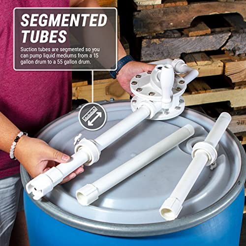 TERA PUMP Barrel Chemical Pump for 55 Gallon Barrel, Heavy Duty Polypropylene, Hand Crank Action Pump, 10 GPM, Corrosion Resistant, Fits 15 to 55 Gallon Drums, for Chemicals, DEF, Hydraulic Fluid - Image 5