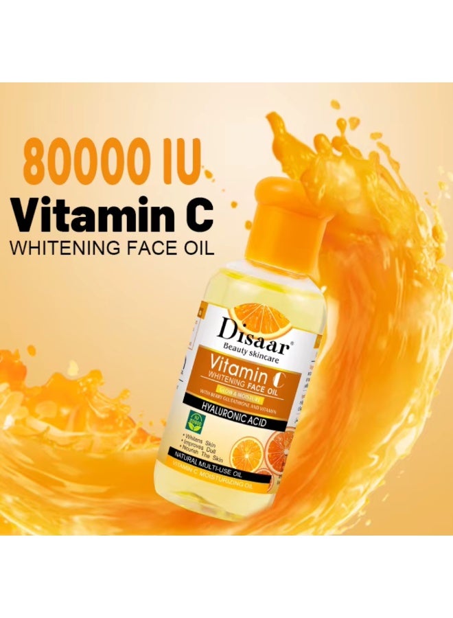 Disaar زيت وجه فيتامين سي للتفتيح 75 مل مع حمض الهيالورونيك، جوهر مرطب للوجه يغذي البشرة، زيت وجه بالتوت والجلوتاثيون، يعزز الكولاجين في البشرة، يضيء ويرطب ويملأ البشرة، سيروم مرطب بفيتامين سي - Image 5