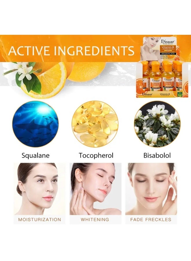 Disaar زيت وجه فيتامين سي للتفتيح 75 مل مع حمض الهيالورونيك، جوهر مرطب للوجه يغذي البشرة، زيت وجه بالتوت والجلوتاثيون، يعزز الكولاجين في البشرة، يضيء ويرطب ويملأ البشرة، سيروم مرطب بفيتامين سي - Image 4