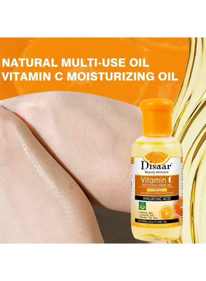 Disaar زيت وجه فيتامين سي للتفتيح 75 مل مع حمض الهيالورونيك، جوهر مرطب للوجه يغذي البشرة، زيت وجه بالتوت والجلوتاثيون، يعزز الكولاجين في البشرة، يضيء ويرطب ويملأ البشرة، سيروم مرطب بفيتامين سي - Image 3