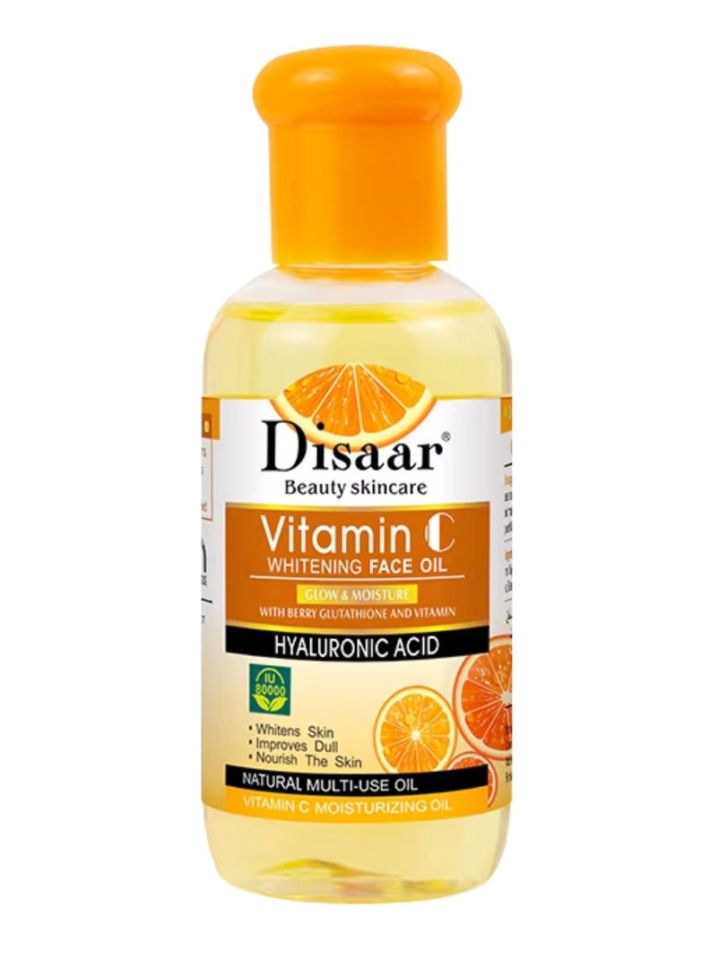 Disaar زيت وجه فيتامين سي للتفتيح 75 مل مع حمض الهيالورونيك، جوهر مرطب للوجه يغذي البشرة، زيت وجه بالتوت والجلوتاثيون، يعزز الكولاجين في البشرة، يضيء ويرطب ويملأ البشرة، سيروم مرطب بفيتامين سي - Image 1
