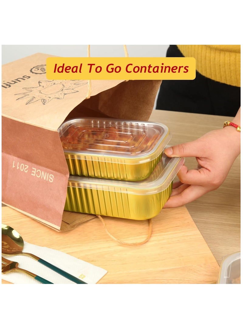 Generic - 30 Pack of 16oz Small Aluminum Foil Baking Pans with Lids, Disposable Takeout Containers for Leftovers, Individual Pie and Cake Holders, Perfect for Food Storage and Serving. - Image 1