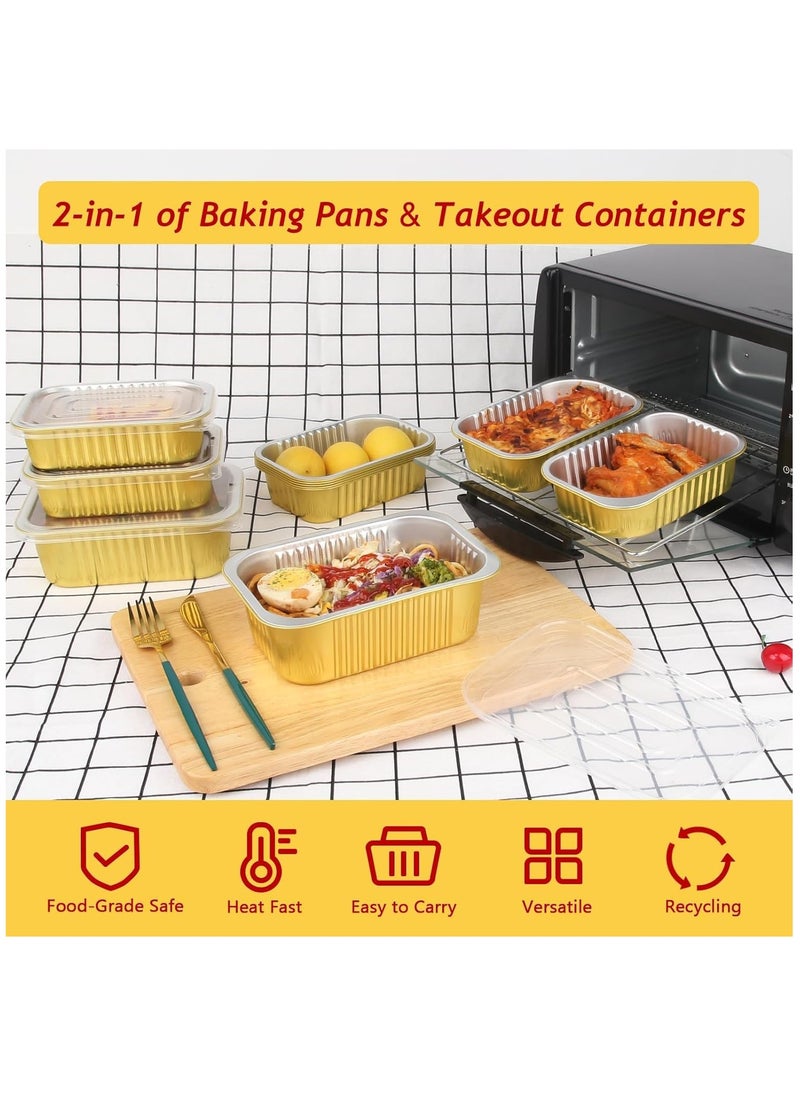 Generic 30 Pack of 16oz Small Aluminum Foil Baking Pans with Lids, Disposable Takeout Containers for Leftovers, Individual Pie and Cake Holders, Perfect for Food Storage and Serving.  - Image 5
