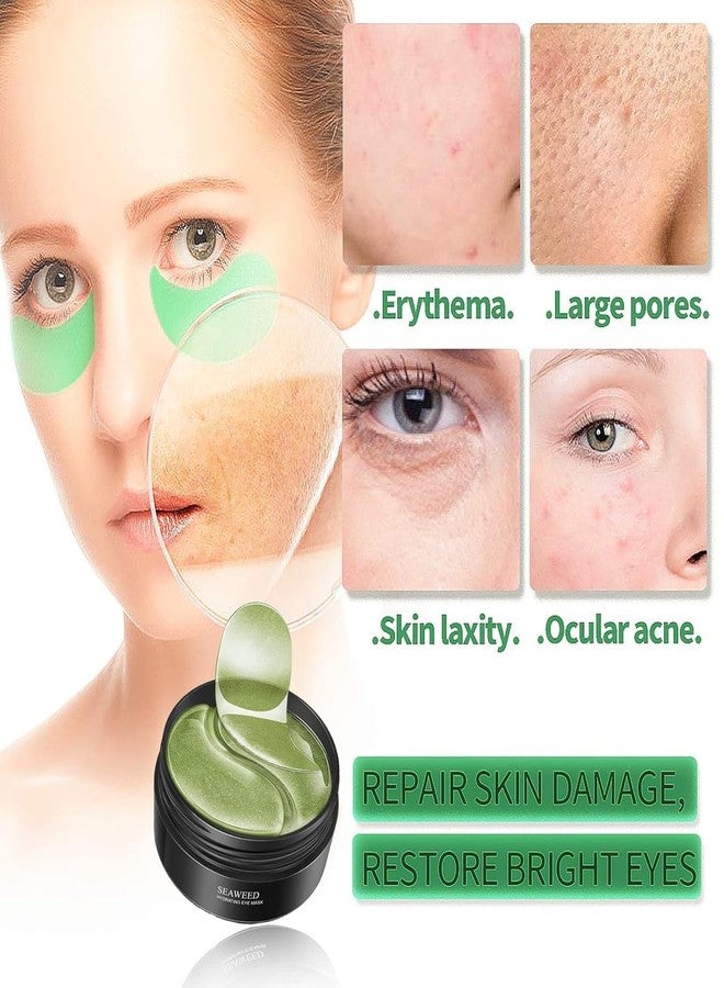 HITWA لصقات هيتوا للعينين بخلاصة الصبار لعلاج انتفاخ العينين والهالات السوداء، قناع للعينين بخلاصة الصبار مع مستخلصات طبيعية نقية لمكافحة الانتفاخ والخطوط الدقيقة والتجاعيد والهالات السوداء، قناع للعينين بخلاصة الأعشاب البحرية - Image 3