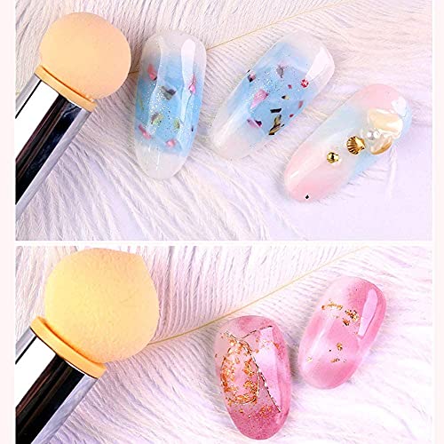 Royalkart 4 Pieces Sponge Nail Brush Picking Dotting Gradient Pen Brush Double Head Sponge Nail Brush Rhinestone Handle Acrylic Nail Painting Brush - Image 4