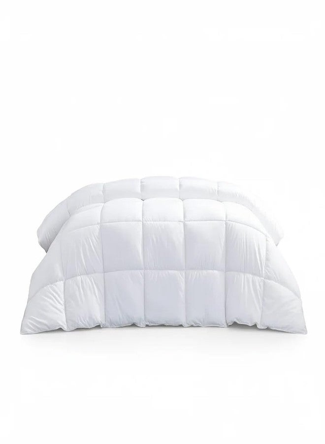 HOMESJUN Queen Size Down Alternative Comforter All Season Quilted Duvet Insert Soft and Fluffy White 90x90 Inches - Image 1