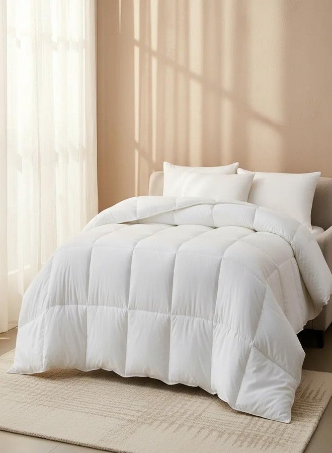 HOMESJUN Queen Size Down Alternative Comforter All Season Quilted Duvet Insert Soft and Fluffy White 90x90 Inches - Image 2