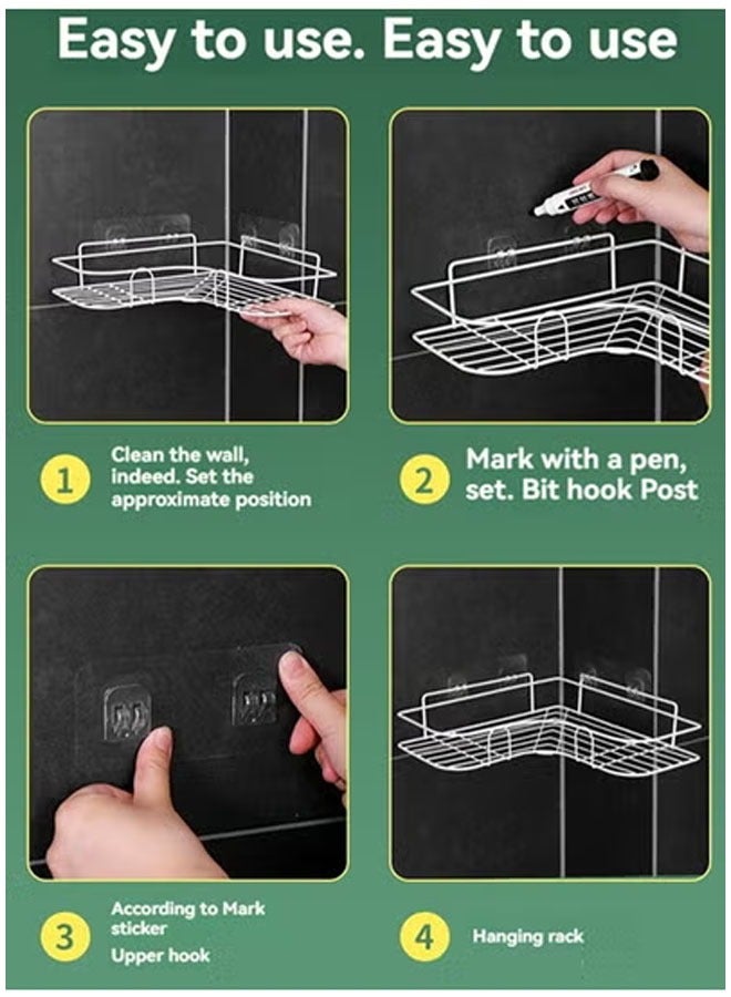 كيلا 2 حزمة رف زاوية لتنظيم الحمام مع شماعة جانبية، منظمات دش لاصقة، أرفف دش من الفولاذ المقاوم للصدأ مقاومة للصدأ، منظمات حمام بدون حفر ورفوف تخزين، موفرة للمساحة، أسود - Image 3
