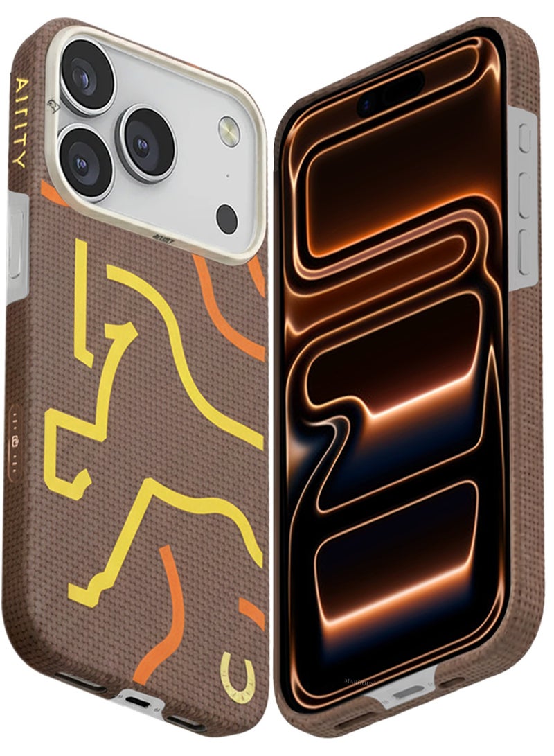 AIRITY Horse Style Bamboo Fiber Protective Case for iPhone 17 Pro Max– Ultra Durable, Lightweight & Premium Design Brown Yellow - Image 2