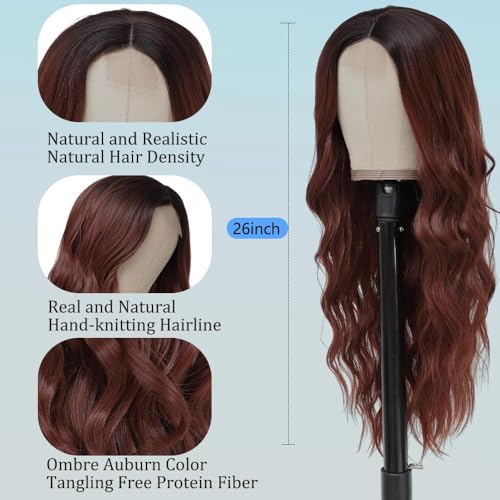 Creamily Long Hair Wig for Women,Red Ladies Wigs Natural Hair Full Head,Synthetic Curly Wig for Cancer Patients Women for Women Halloween Cosplay - Image 3