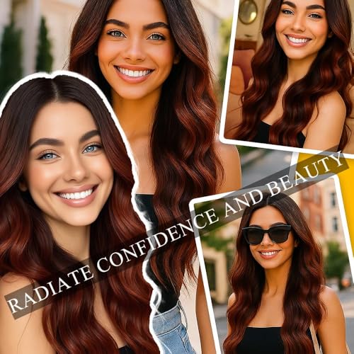 Creamily Long Hair Wig for Women,Red Ladies Wigs Natural Hair Full Head,Synthetic Curly Wig for Cancer Patients Women for Women Halloween Cosplay - Image 2