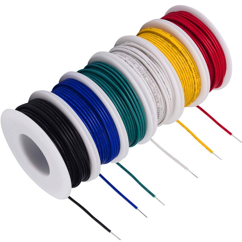 TUOFENG 20 AWG Wire Solid Core Hookup Wire Kit with 6 Different Colored Tinned Copper Wire PVC for Breadboard 263 ft or 8 m Each