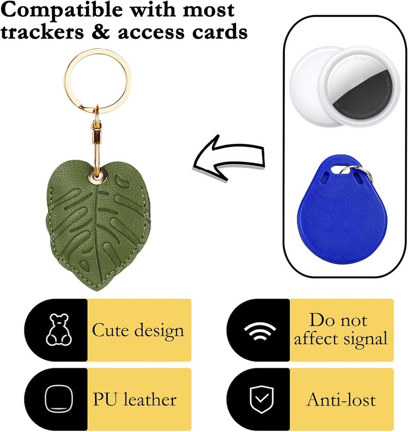 Leather Keychain Case Holder for Apple Air tag,Protective Air Tag Cover with Keychain Ring,Anti-Scratch Air tags Case for Keys，Bags - Image 2