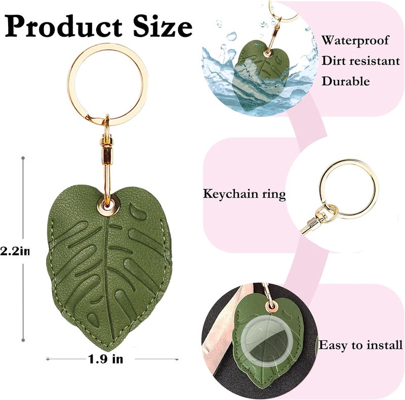Leather Keychain Case Holder for Apple Air tag,Protective Air Tag Cover with Keychain Ring,Anti-Scratch Air tags Case for Keys，Bags - Image 3