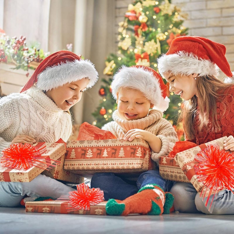 Poen 24 Pcs Organza Pull Bows Christmas 6 Inch Large Gift Wrapping Ribbon Bows Crafts for Present Wrapping with Ribbon for Gift Baskets Wedding Valentine Party Decor(Red) - Image 3