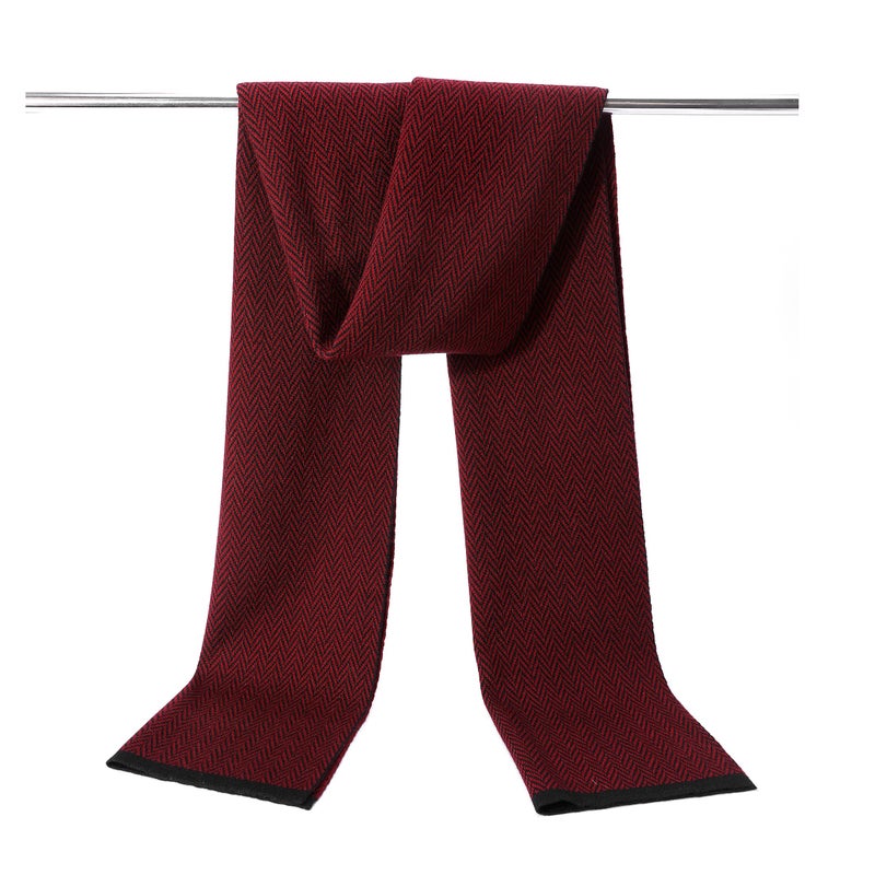 LanHong Men Winter Cashmere Scarf Wool Soft Warm Knitted Casual Scarves for Men (Wine red) - Image 5