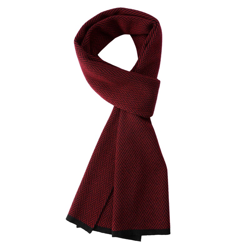 LanHong Men Winter Cashmere Scarf Wool Soft Warm Knitted Casual Scarves for Men (Wine red) - Image 4