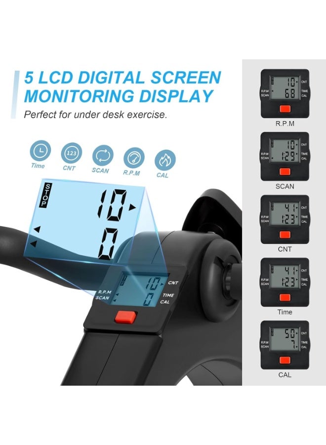 هابي هوم دراجة تمارين رياضية صغيرة قابلة للحمل، مزودة بجهاز مراقبة رقمي، ودواسات لتمارين الساقين والذراعين، حجم صغير يمكنك من وضعها تحت المنضدة والتمرن وأنت جالس. 50*41*28سم - Image 3