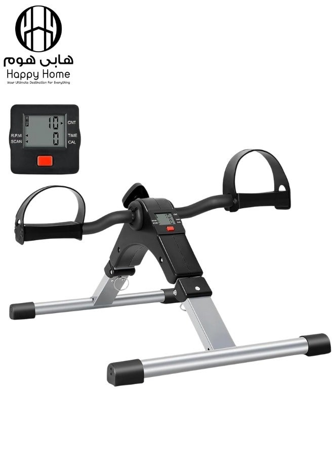 هابي هوم دراجة تمارين رياضية صغيرة قابلة للحمل، مزودة بجهاز مراقبة رقمي، ودواسات لتمارين الساقين والذراعين، حجم صغير يمكنك من وضعها تحت المنضدة والتمرن وأنت جالس. 50*41*28سم - Image 1