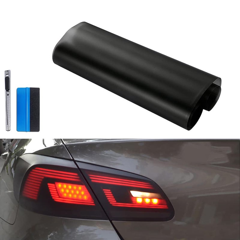 غطاء شفاف لعدسات المصابيح الأمامية والخلفية من LZLRUN بعرض إضافي 16 بوصة × 60 بوصة لاصق ذاتي فيلم ضبابي أسود غير لامع