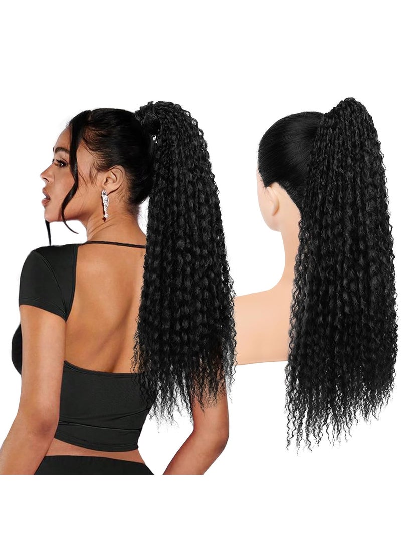 SEIKEA SEIKEA Ponytail Extension Lightweight Fluffy Curly Ponytail Extension with Hair Tie for All Hair Types 20 12 Strands Long Wrap Around Ponytail Synthetic Hairpiece Black 