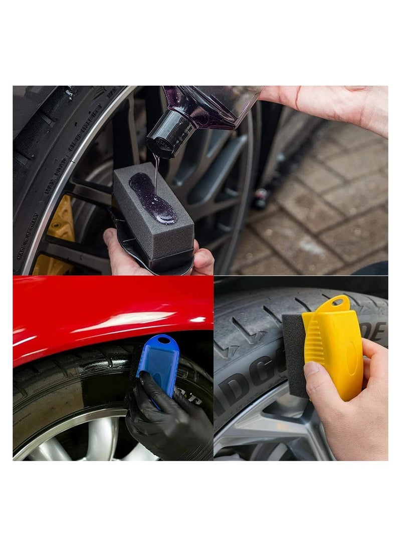 Ergonomic Tire Dressing Applicator Brush Set - 2 PCS Tire Shine Brush with Case, Auto Tyre Cleaning Pad for Tire Gel (Black+Yellow) - Image 3