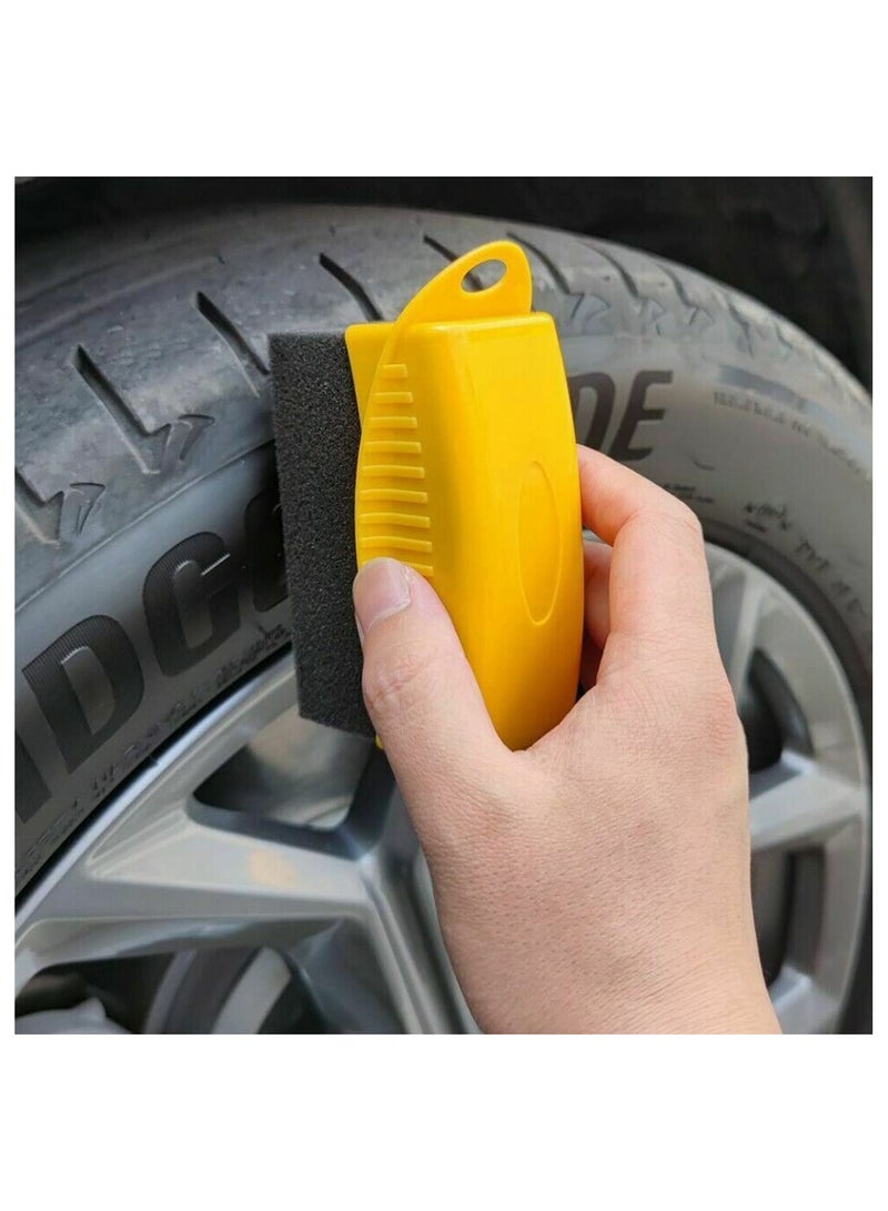 Ergonomic Tire Dressing Applicator Brush Set - 2 PCS Tire Shine Brush with Case, Auto Tyre Cleaning Pad for Tire Gel (Black+Yellow) - Image 4