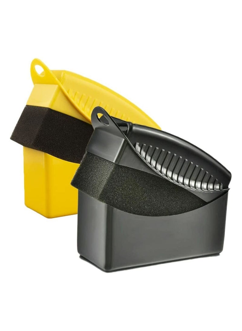 Ergonomic Tire Dressing Applicator Brush Set - 2 PCS Tire Shine Brush with Case, Auto Tyre Cleaning Pad for Tire Gel (Black+Yellow) - Image 1