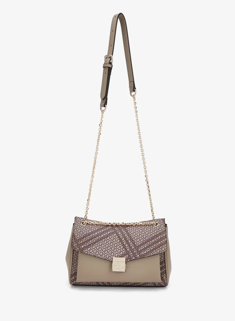 Celeste BEIGE Printed Crossbody Bag With Button Closure for Women | Best Price UAE