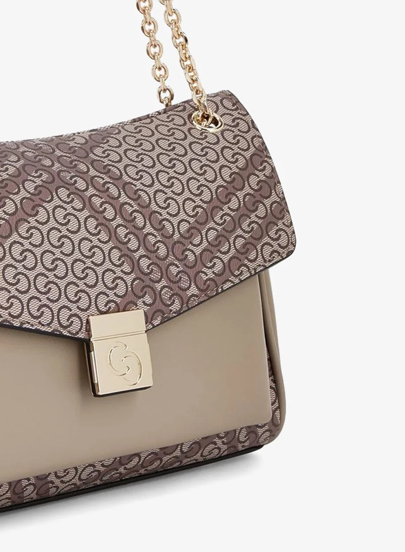 Celeste BEIGE Printed Crossbody Bag With Button Closure for Women | Best Price UAE