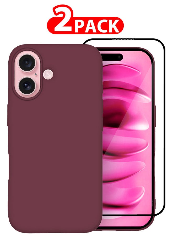 CATANES (for iPhone 16 Plus) 2 Pack Case and Screen Protector, Slim Silicone Case, Full Covered Anti Scratch Shockproof Protective Cover  - Image 1