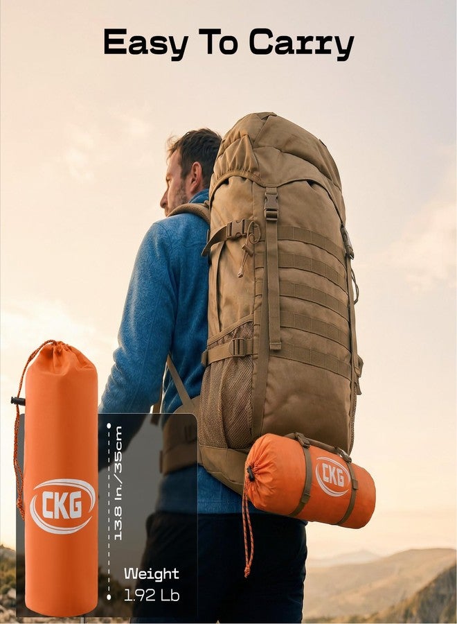 CKG Camping Sleeping Pad with Thermal Barrier, Ultralight Camping Mat 4in Thick with Pillow, Built-in Foot Pump Self Inflating Sleeping Pad for Hiking Tent Road Trip Car Camp Travel Gear, Orange - Image 5