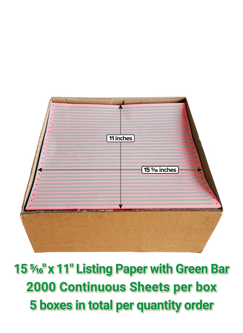 Abulhoul Printing Press LLC ABULHOUL Continuous Listing Computer Paper With Green Bar 15 5/16” x 11” PINK Ply Single 2000 Sheets Per Box 60gsm (±5% In Actual Weight) Used For Wide Dot-Matrix Impact Printers With Ink Ribbons  - Image 2