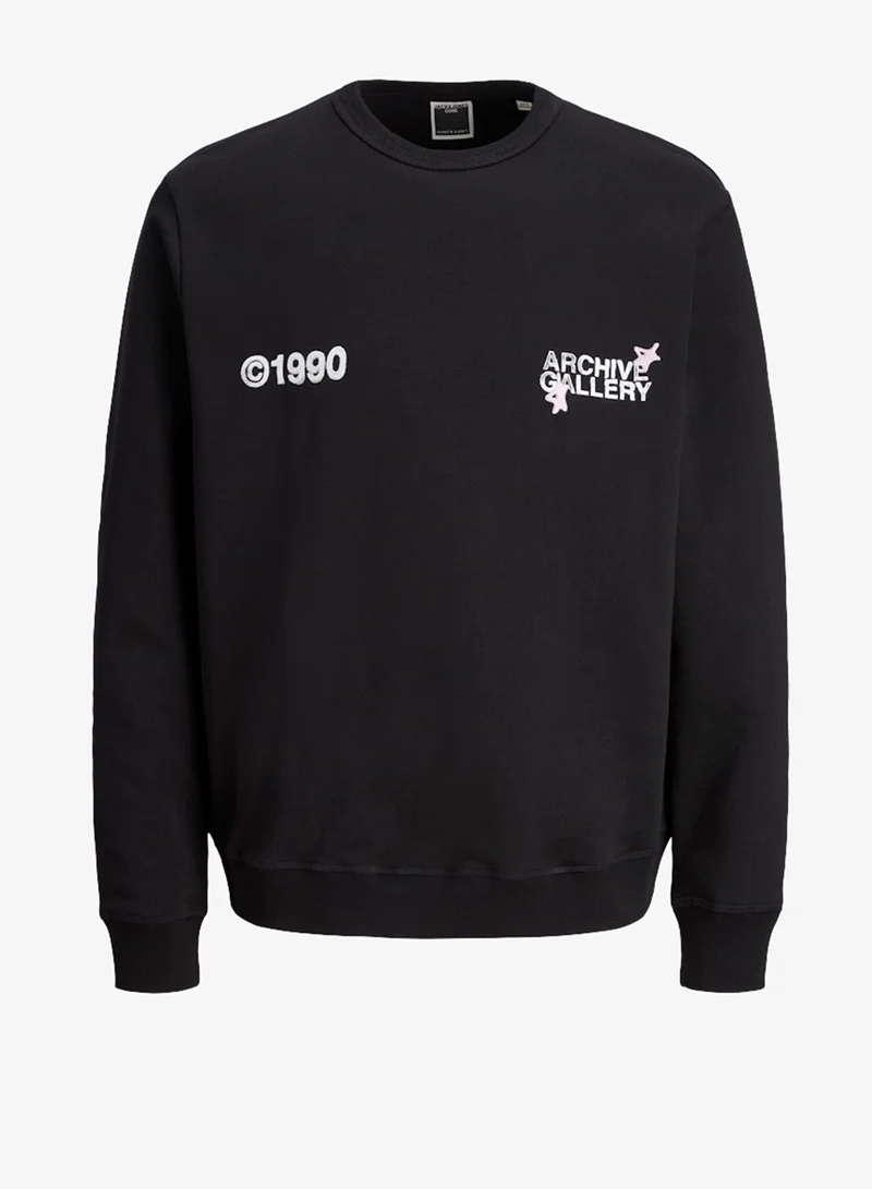 جاك اند جونز سويت شيرت بياقة دائرية بقصة عادية وطبعة