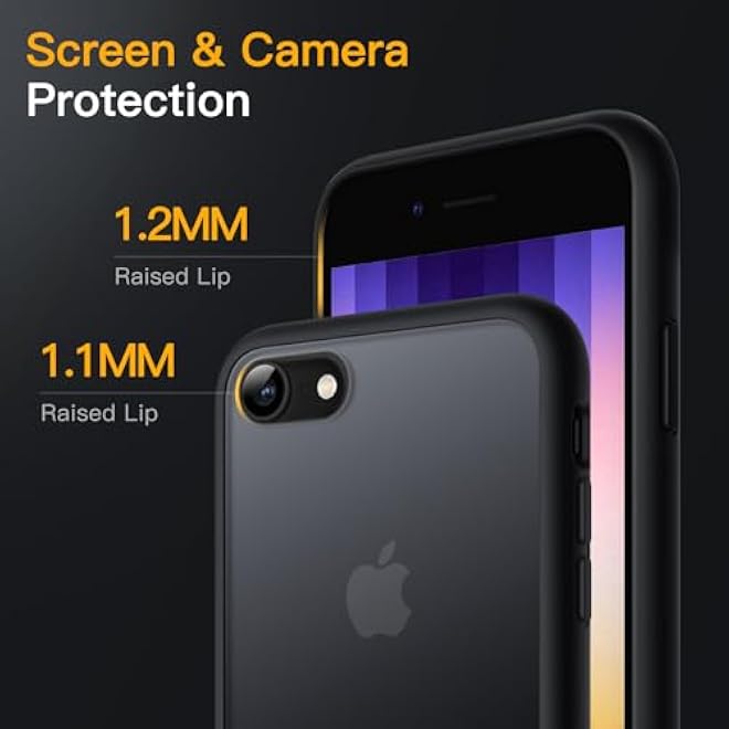 JETech Matte Case for iPhone SE 32 20222020 iPhone 87 47Inch Shockproof Military Grade Drop Protection Frosted Translucent Back Phone Cover AntiFingerprint Black - Image 5