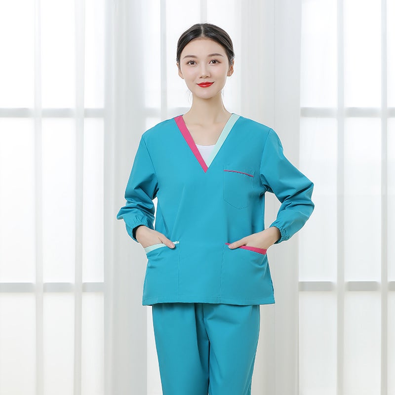 Hand Washing Clothes Set Women'S Short-Sleeved Mandarin Duck Collar Isolation Clothes Operating Room Doctor Beauty Salon Long-Sleeved Hospital Work Clothes - Image 5