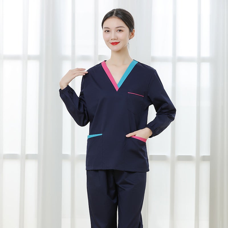 Hand Washing Clothes Set Women'S Short-Sleeved Mandarin Duck Collar Isolation Clothes Operating Room Doctor Beauty Salon Long-Sleeved Hospital Work Clothes - Image 4