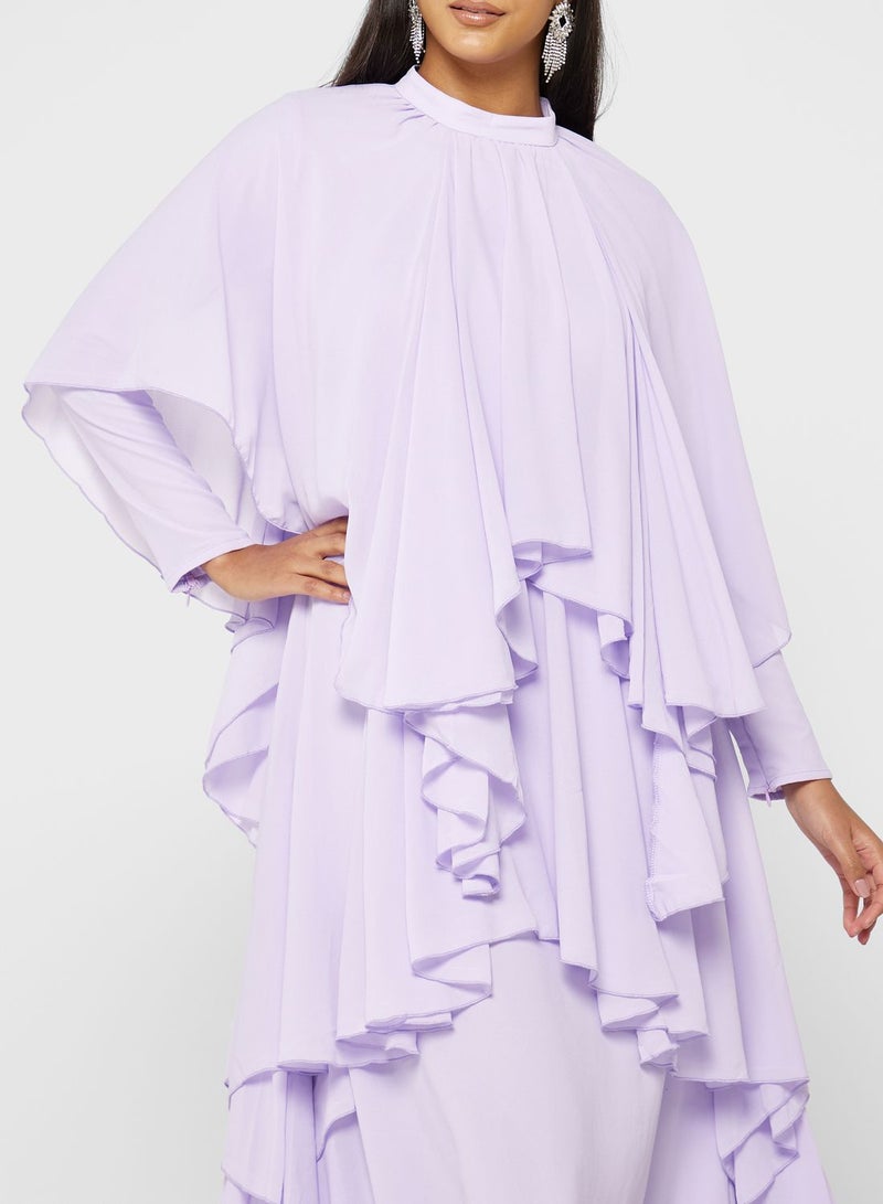 Khizana Lavender Ruffle Chiffon Dress  - Image 3
