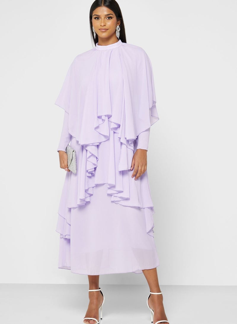 Khizana Lavender Ruffle Chiffon Dress  - Image 1