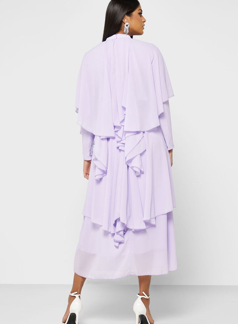 Khizana Lavender Ruffle Chiffon Dress  - Image 2