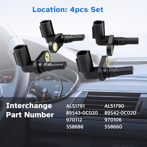 Ruizure ABS Wheel Speed Sensor Front Rear Left Right fit for 07-17 Toyota Tundra, 2007 2008 2009 2010 2011 2012 2013 2014 2015 2016 2017, Driver and Passenger Side, ALS1790 ALS1791, 4pcs - Image 3