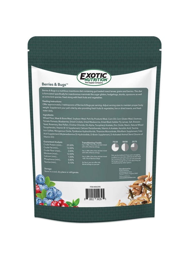 EXOTIC NUTRITION Berries & Bugs - All Natural High Protein High Fiber Food for Hedgehogs, Skunks, Opossums, Sugar Gliders - Universal Insectivore Diet with Fruit, Gut-Loaded Insects, & Healthy Vitamins (1.5 lb)  - Image 4