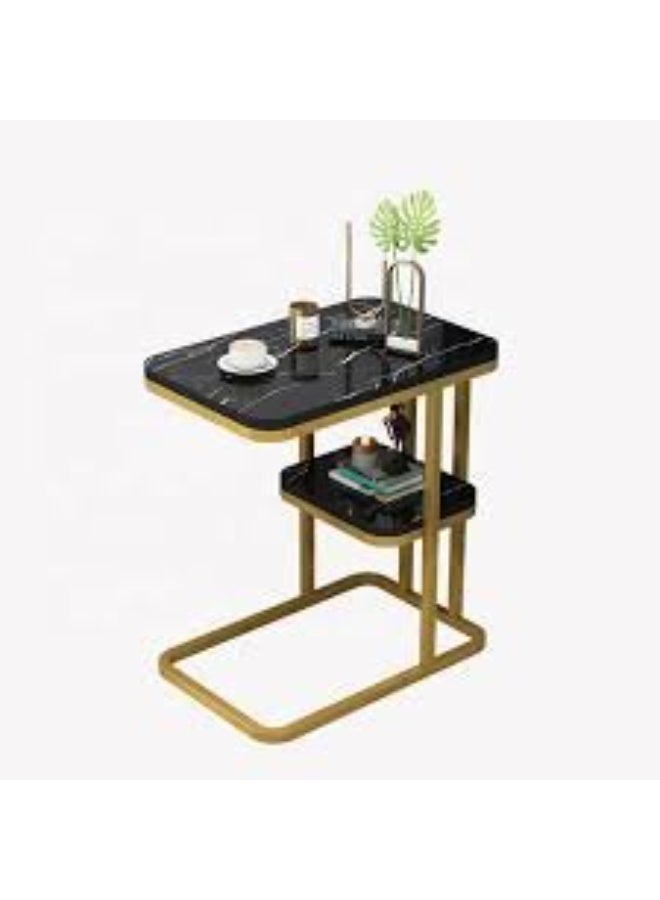 C-Shaped Double-Layer Side Table – Modern Coffee Table for Sofa Or Bed - Image 1