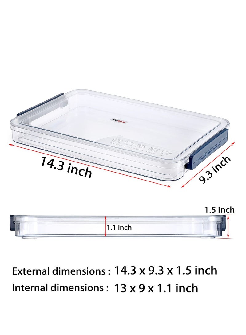 SYOSI 2 Pack Clear Plastic Stackable Storage Box with Lids Stackable Storage Bins Paper Storage Box Containers for Organizing A4 File Paper, Document, Photo, Scrapbook(Small, Blue) - Image 4